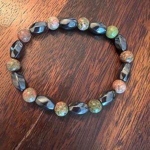 Magnetic By Design Unakite, Magnetised Hematite Beaded Stretch Bracelet 145.00 c